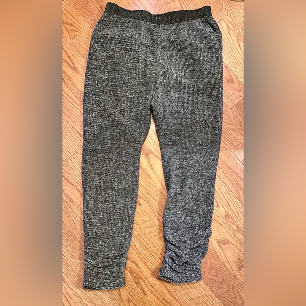 Free People Heather Gray Metallic Knit Jogger Pants Ruched Ankle